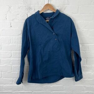 The Woolrich Women's Pullover Blouse Top Long Sleeve Collared Neck Blue Size L